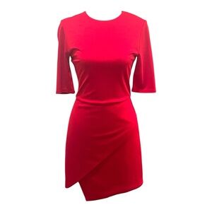 Alice + Olivia "Nova" Asymmetrical Mini Dress in Ruby Red